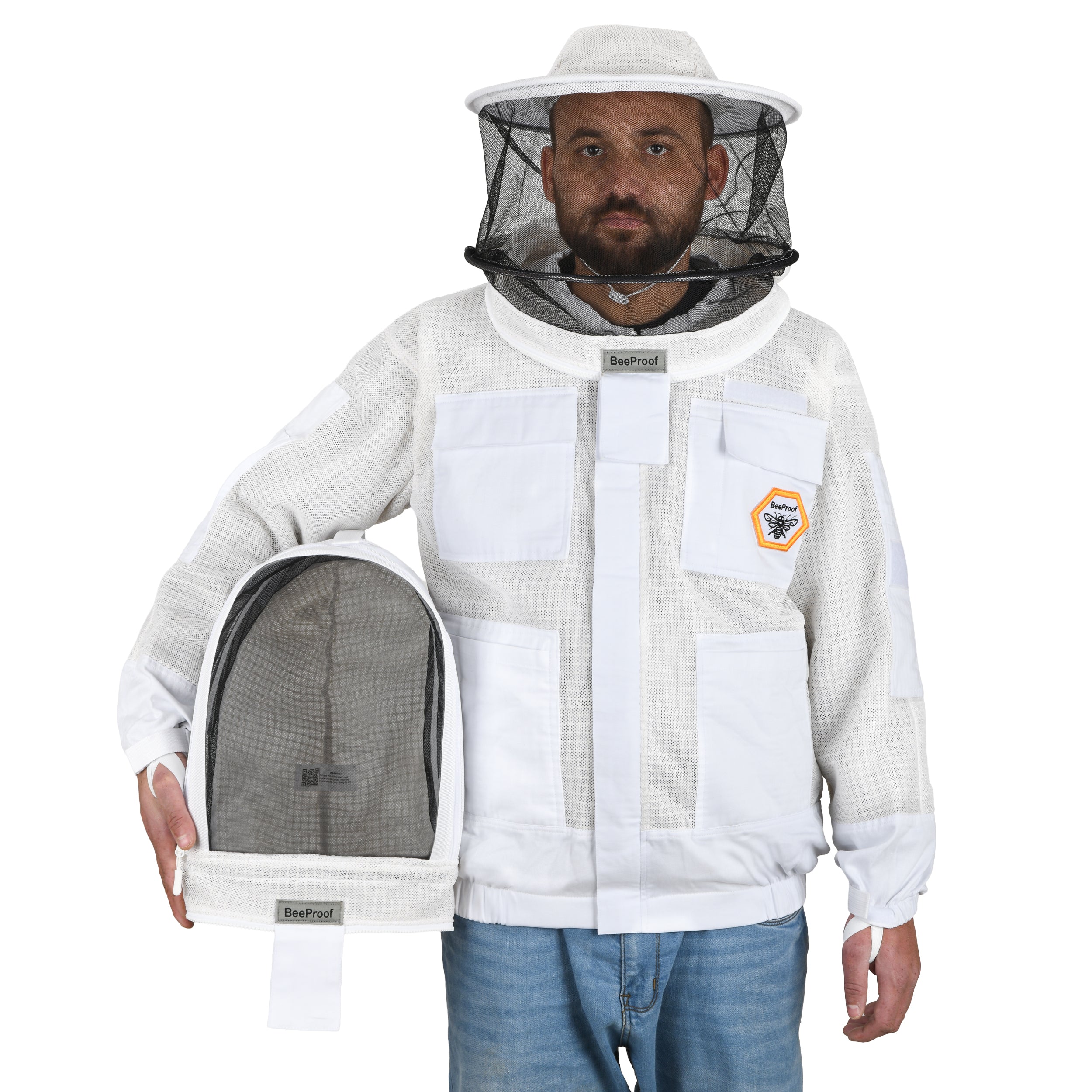 Bee Proof BP-301 Beekeeping Jacket with Veil 3 Layer Ultra Ventilated