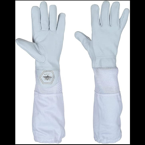 BeeProof Ventilated Beekeeping Gloves – Goatskin Leather, Long Canvas Sleeve, Sting-Resistant & Flexible (BP-122)