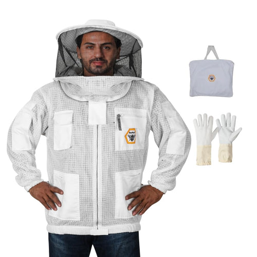 Bee Proof BP-301 Beekeeping Jacket with Veil 3 Layer Ultra Ventilated with Total Protection & Safety
