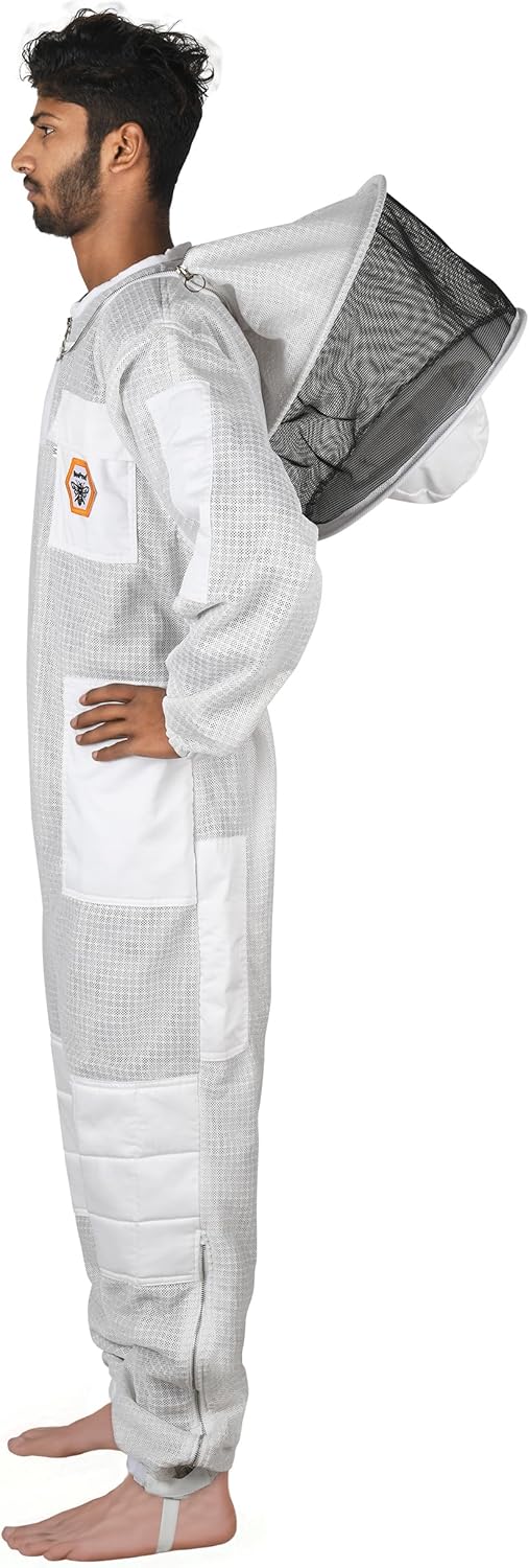BP-311 Ventilated 3-Layer Beekeeping Suit with Fencing and Round Veil & Gloves | BeeProof