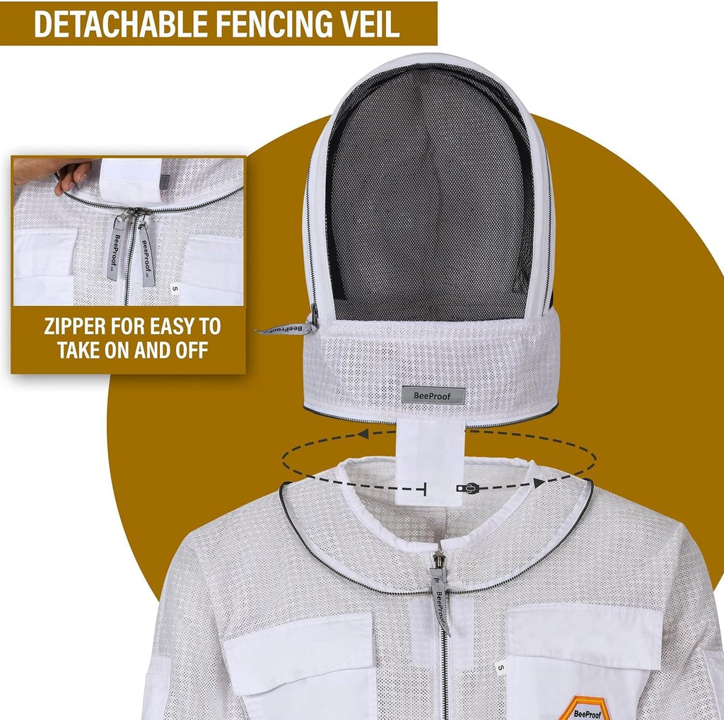 BP-311 Ventilated 3-Layer Beekeeping Suit with Fencing and Round Veil & Gloves | BeeProof