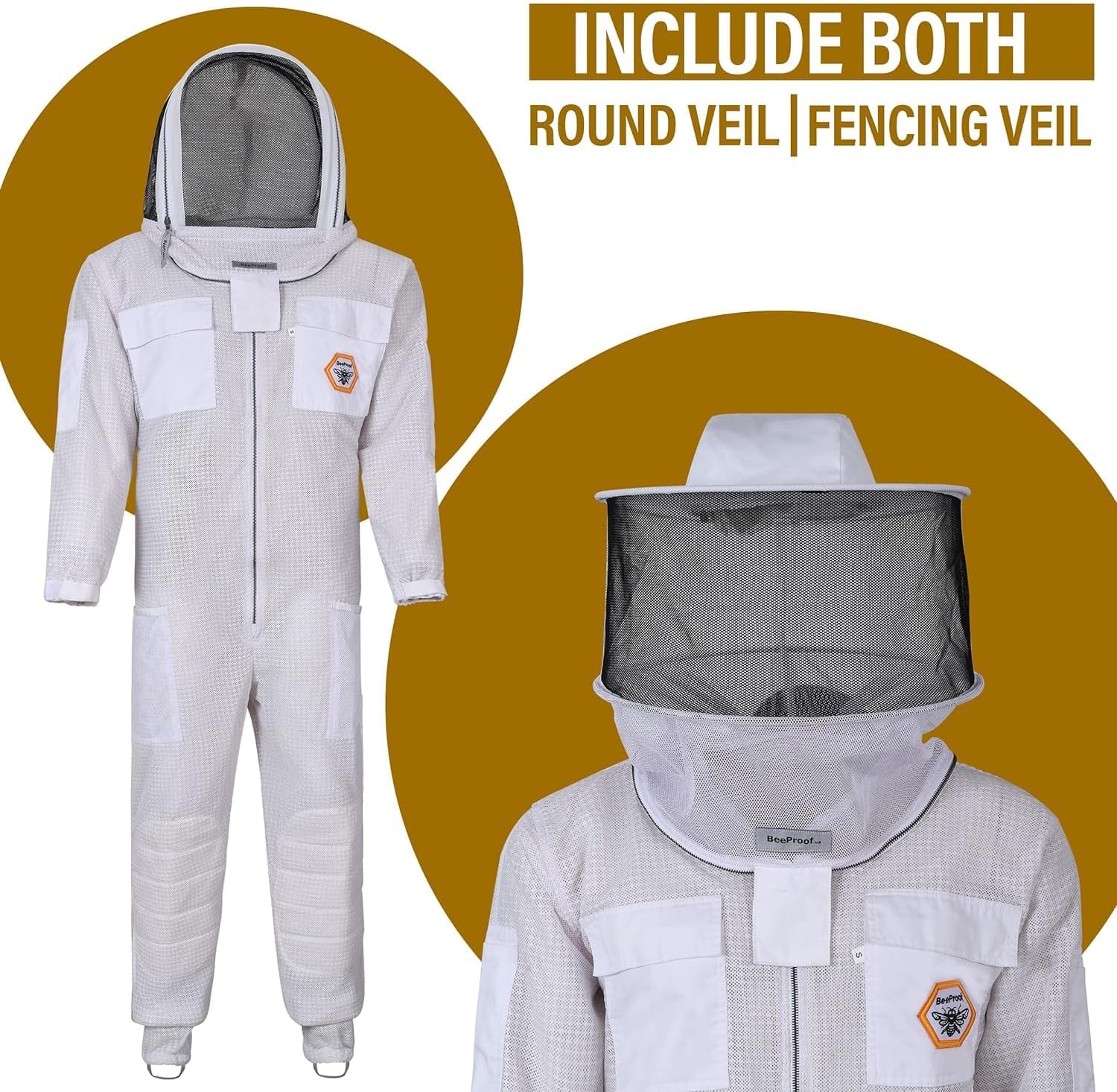 BP-311 Ventilated 3-Layer Beekeeping Suit with Fencing and Round Veil & Gloves | BeeProof