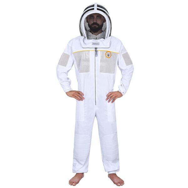 main image of Beekeeping Suit with Mesh Pocket, Breathable Cotton Hybrid, Safety Fencing Veil.